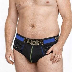 PUMP! Mesh Briefs Black/Blue Size XXL (34-36) NWT